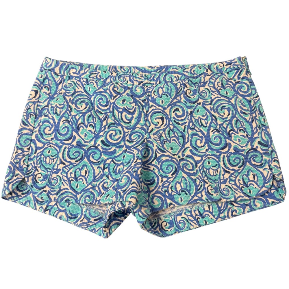 Lilly Pulitzer Callahan Shorts Blue White Swirl Paisley Cotton Dobby Size 4